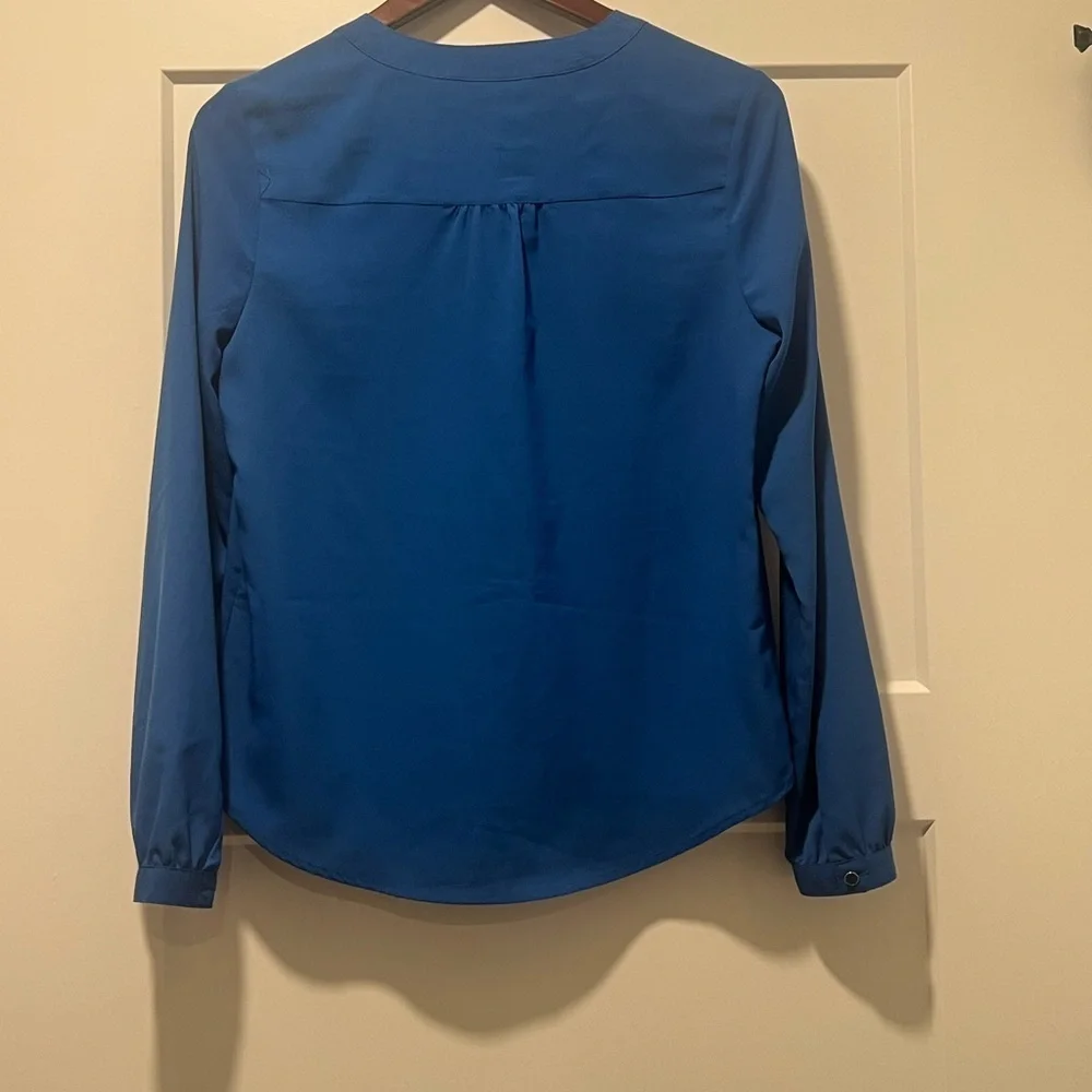 212 Collection Blue Mandarin Collar Long Sleeve Shirt - Picture 4 of 4